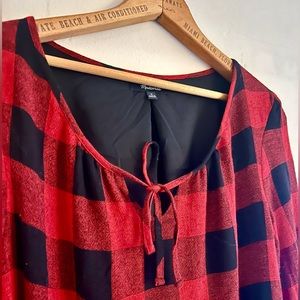 Madewell Red and Black Buffalo Plaid Signal Wool Blend Shift Dress
